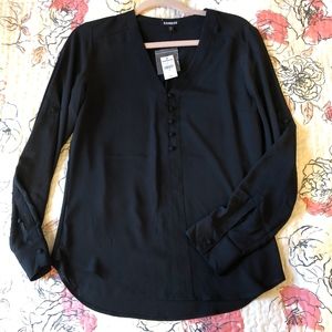 EXPRESS Black Button Front Chelsea Shirt SMALL